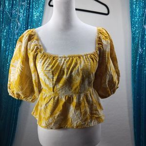 NWT Sim & Sam Women's Summer Crop Top Size S Off Shoulder Puff Sleeves Smocked